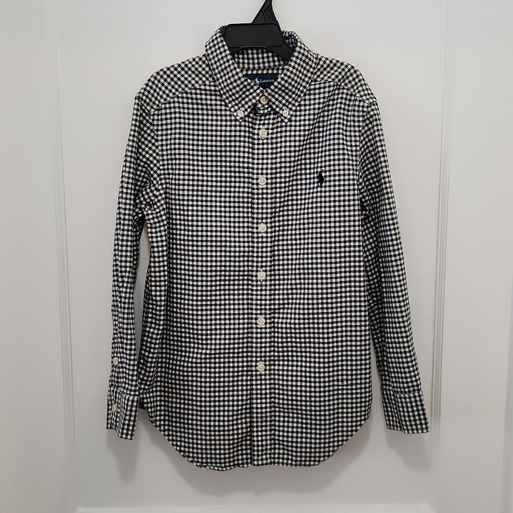 Ralph Lauren Kids Green Check Button Down Oxford Shirt Size Small (8)